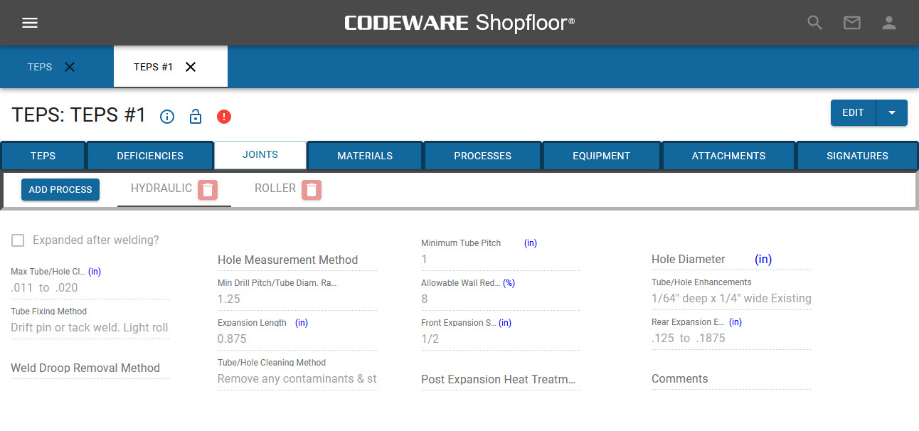 TEPS Example in Shopfloor