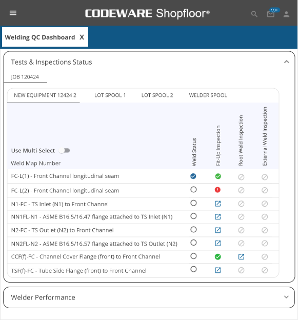 Shopfloor QC Welder Dashboard